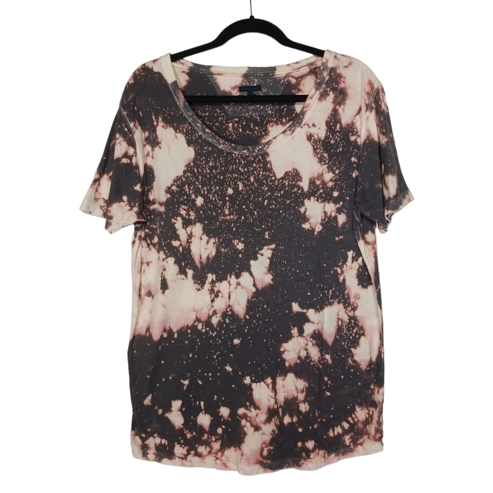 PATRICK ASSARAF Bleached Tie Dye Short Sleeve Charcoal Gray T Shirt Medium